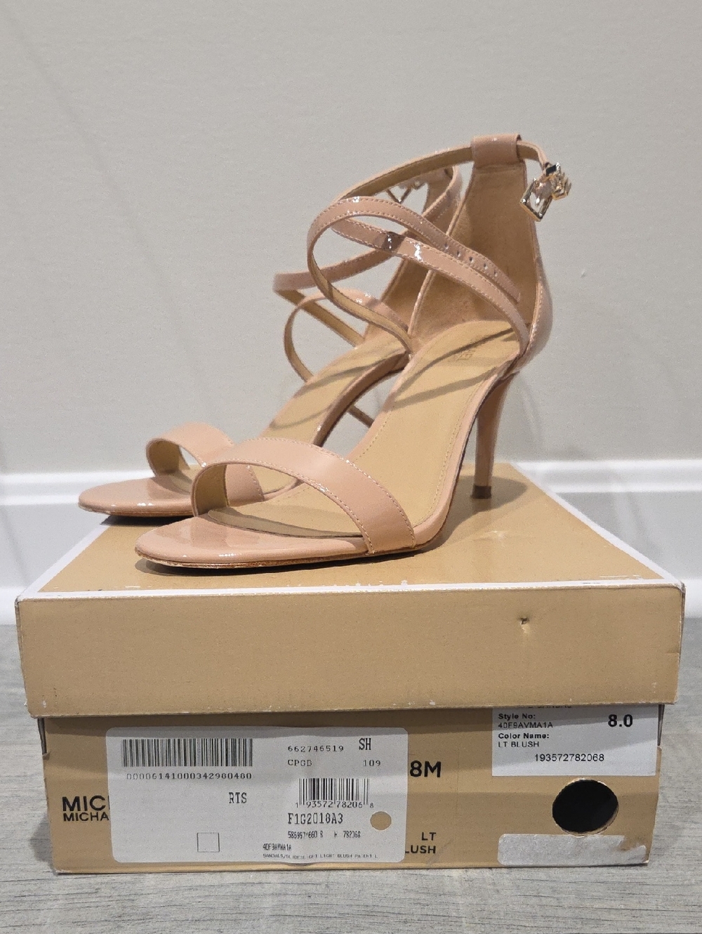 Michael Kors Nude Patent Strappy High Heel Sandals